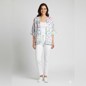 AMANDA UPRICHARD 100% Silk Floral Topper / Kimono / Cardigan MADE IN USA Sz S